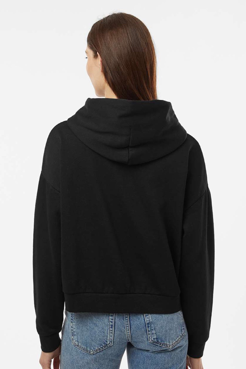 Independent Trading Company PRM2600 Womens California Wave Wash Sunday Hooded Sweatshirt Hoodie Black Model Back