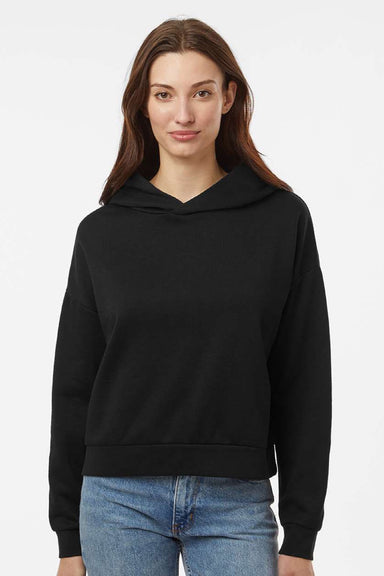 Independent Trading Company PRM2600 Womens California Wave Wash Sunday Hooded Sweatshirt Hoodie Black Model Front