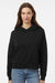 Independent Trading Company PRM2600 Womens California Wave Wash Sunday Hooded Sweatshirt Hoodie Black Model Front