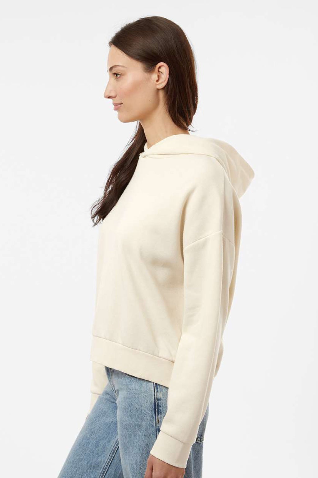 Independent Trading Company PRM2600 Womens California Wave Wash Sunday Hooded Sweatshirt Hoodie Bone Model Side