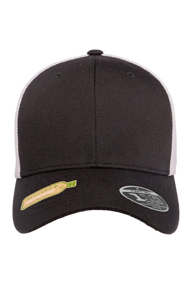Flexfit Hats 110R Mens Recycled Mesh Flexfit Hat Black/White Flat Front
