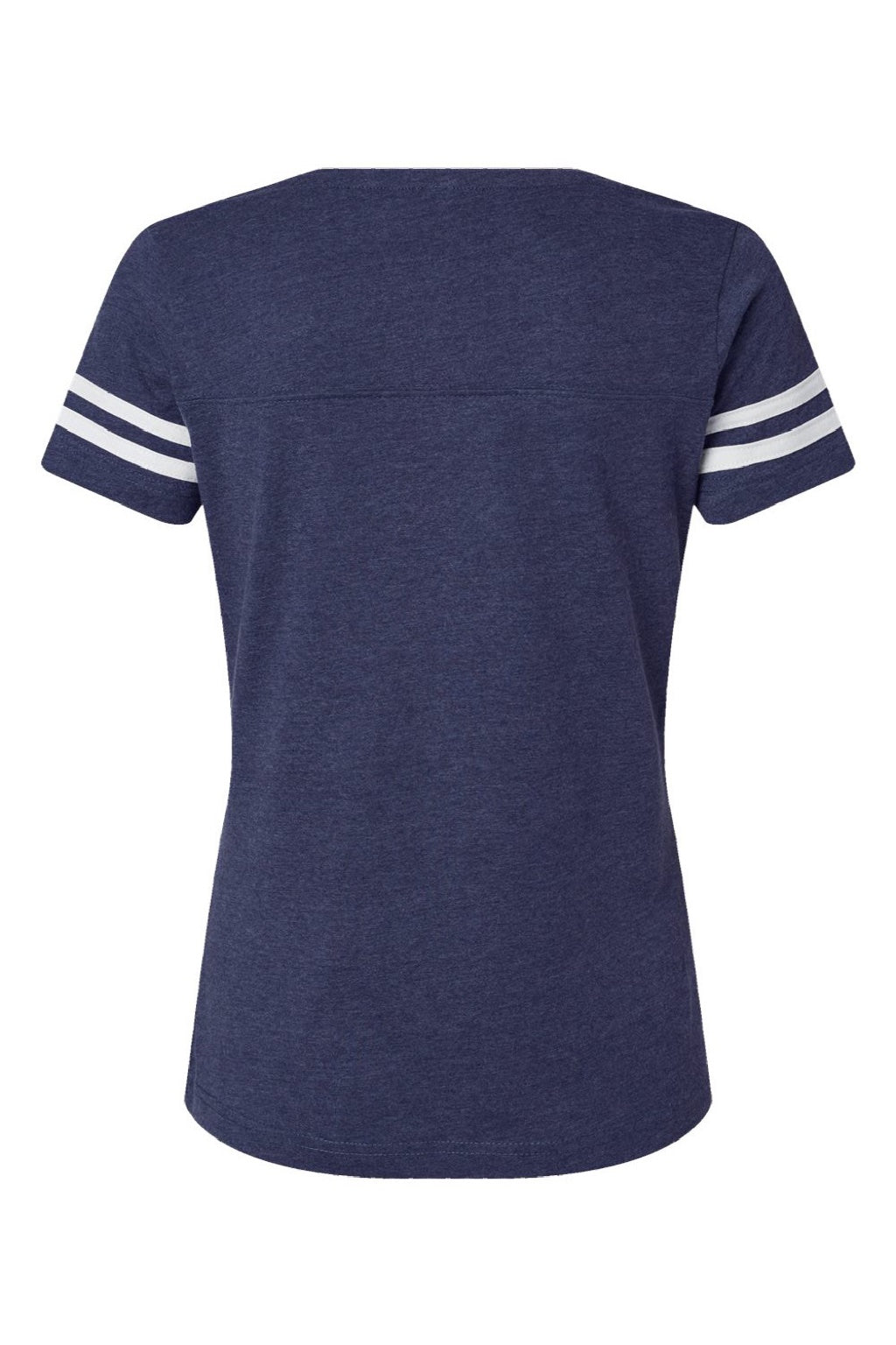 LAT 3537 Womens Fine Jersey Short Sleeve V-Neck T-Shirt Vintage True Navy Blue/Blended White Flat Back