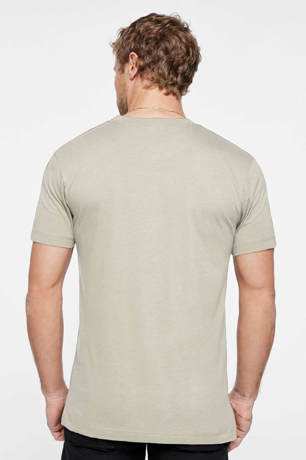 LAT 6904 Mens Bamboo Short Sleeve Crewneck T-Shirt Hazel Model Back