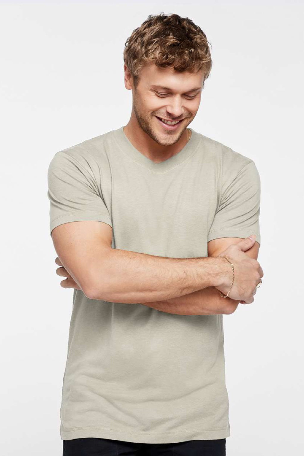 LAT 6904 Mens Bamboo Short Sleeve Crewneck T-Shirt Hazel Model Front