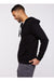 LAT 6927 Mens Fleece Full Zip Hooded Sweatshirt Hoodie w/ Pockets Black Model Side