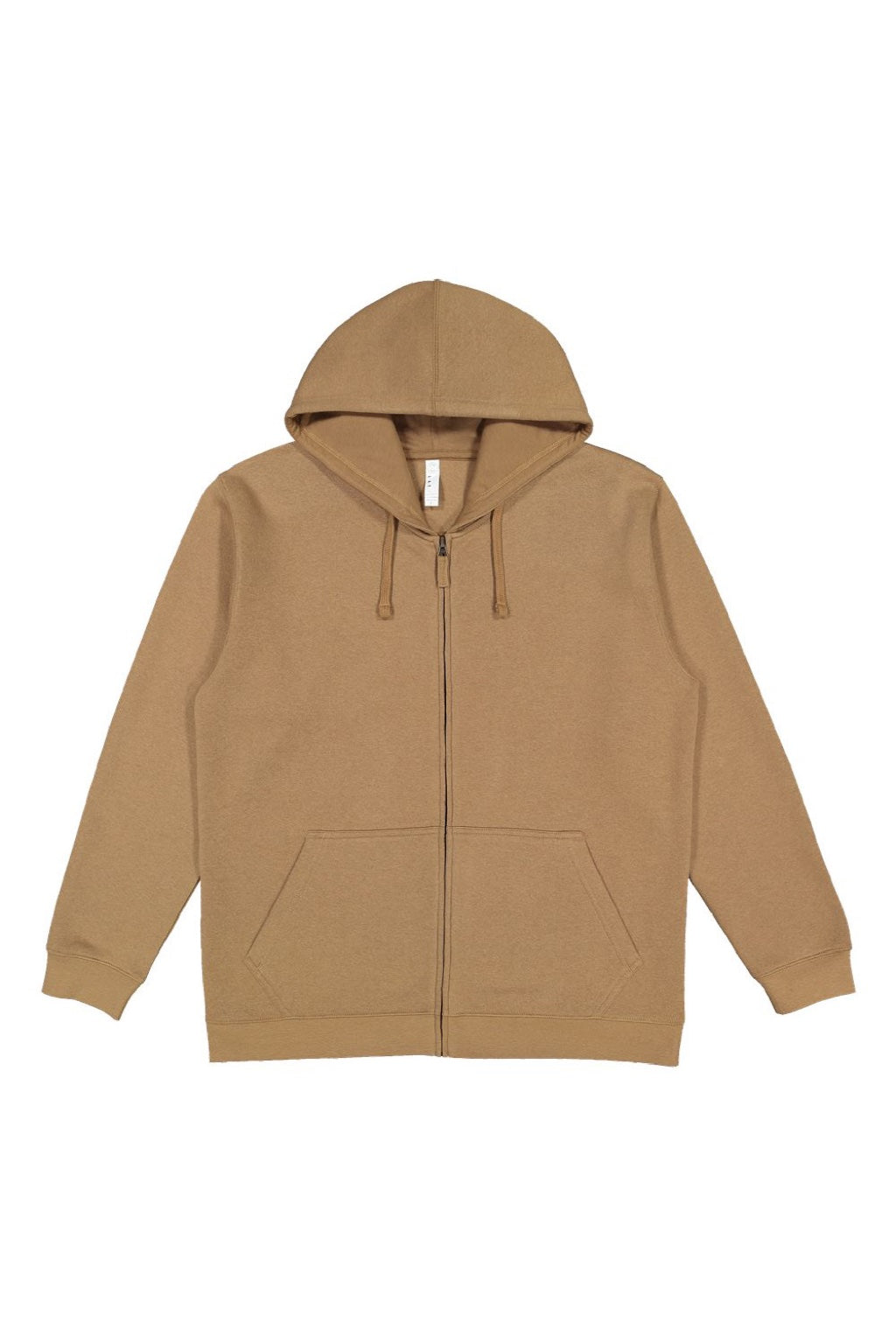 LAT 6927 Mens Fleece Full Zip Hooded Sweatshirt Hoodie w/ Pockets Coyote Brown Flat Front