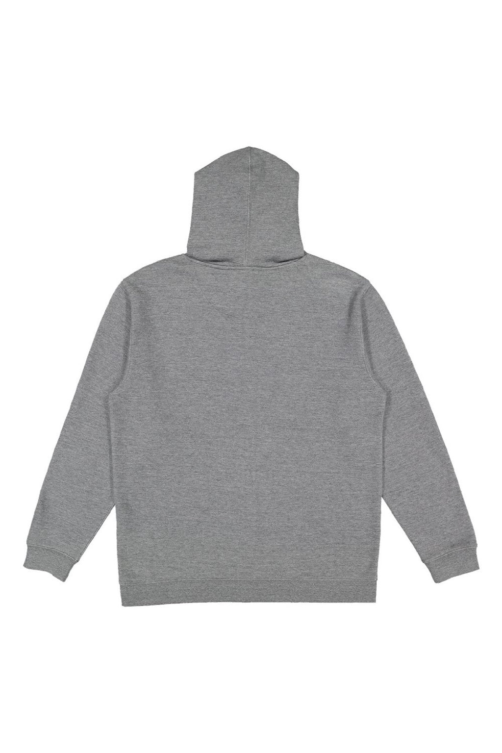 LAT 6927 Mens Fleece Full Zip Hooded Sweatshirt Hoodie w/ Pockets Heather Granite Grey Flat Back
