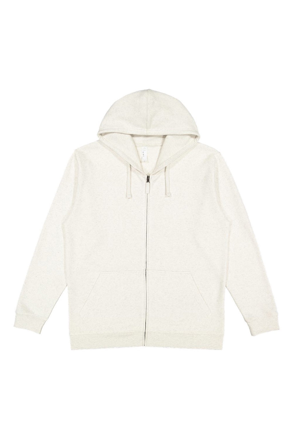 LAT 6927 Mens Fleece Full Zip Hooded Sweatshirt Hoodie w/ Pockets Heather Natural Flat Front