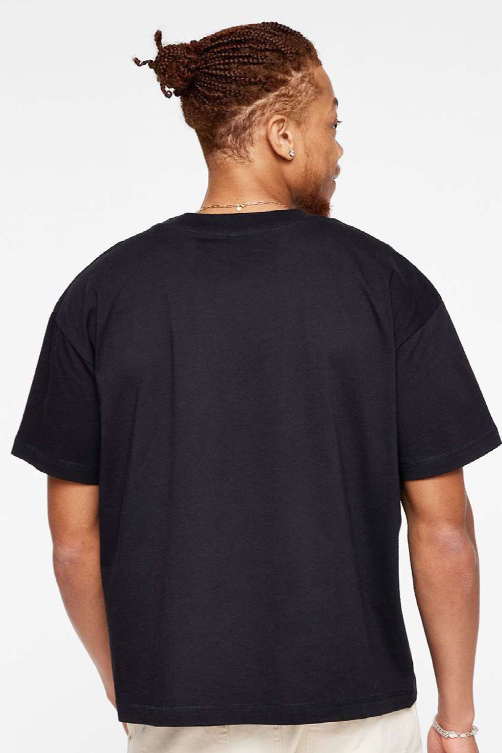 LAT 3520 Mens Relaxed Short Sleeve Crewneck T-Shirt Black Model Back