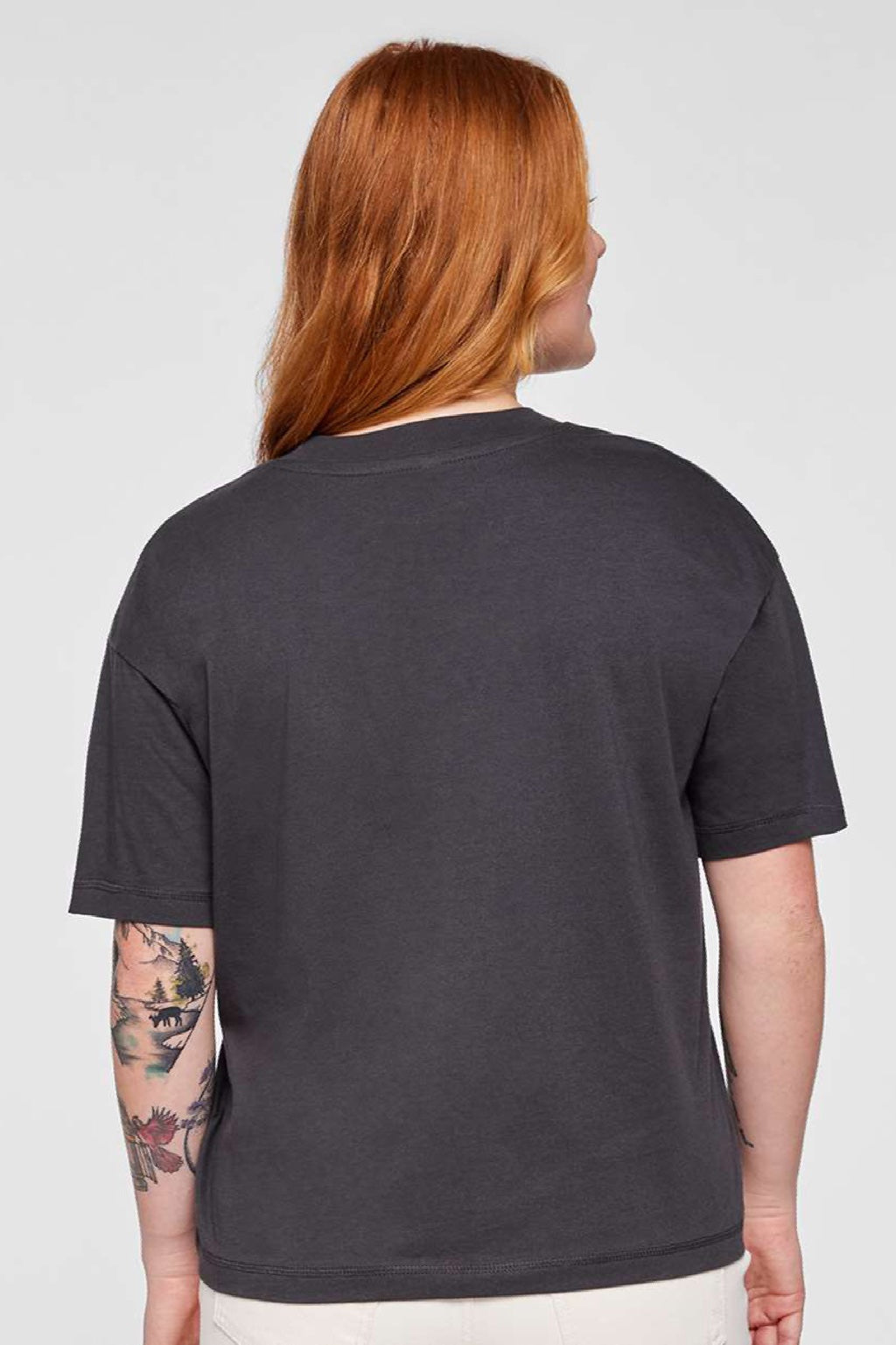 LAT 3520 Mens Relaxed Short Sleeve Crewneck T-Shirt Slate Grey Model Back