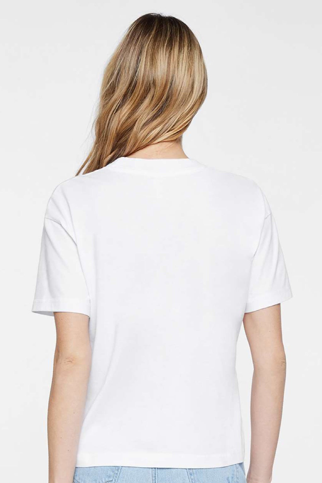 LAT 3520 Mens Relaxed Short Sleeve Crewneck T-Shirt White Model Back