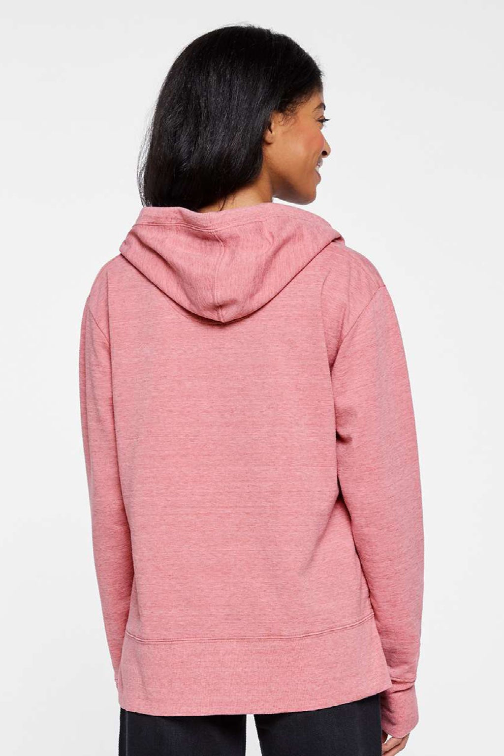 LAT 3536 Womens Vintage Wash Hooded Sweatshirt Hoodie Weathered Mauvelous Pink Model Back