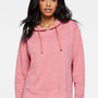 LAT Womens Vintage Wash Hooded Sweatshirt Hoodie - Weathered Mauvelous Pink - New