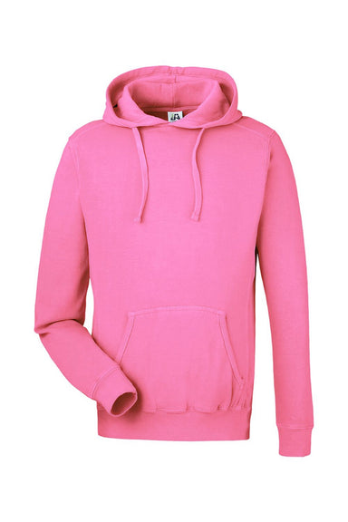 J America 8730 Mens Pigment Dyed Fleece Hooded Sweatshirt Hoodie w/ Pouch Pocket Paradise Pink Flat Front