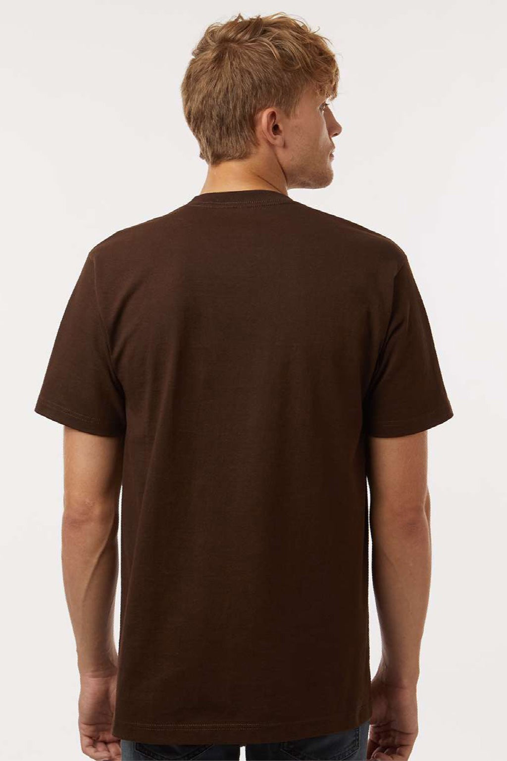 Tultex 299 Mens Street Short Sleeve Crewneck T-Shirt Brown Model Back