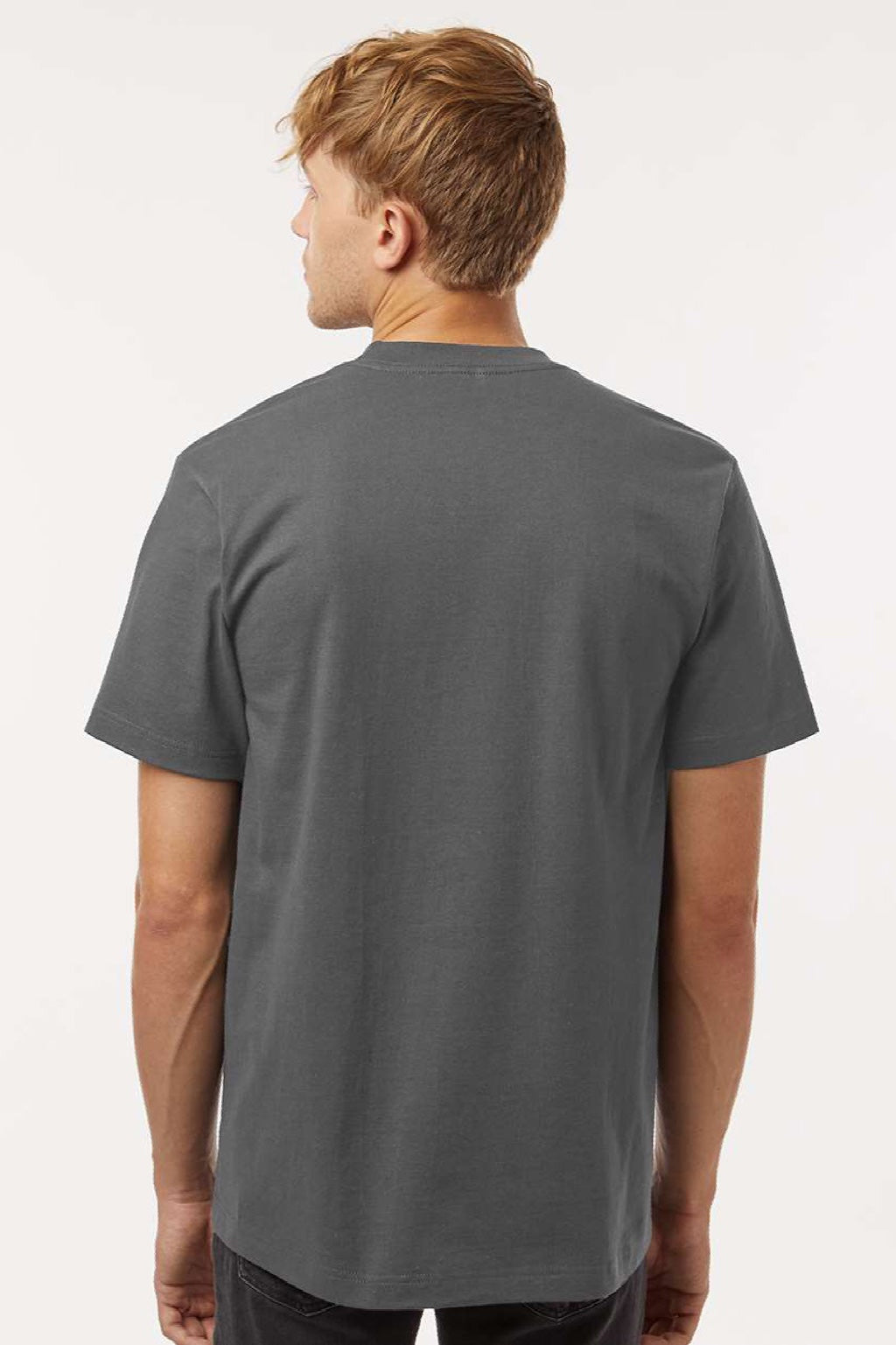 Tultex 299 Mens Street Short Sleeve Crewneck T-Shirt Charcoal Grey Model Back