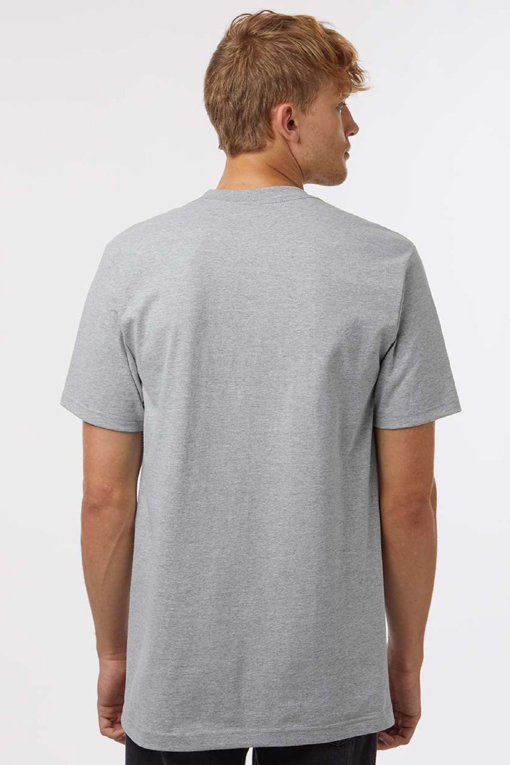 Tultex 299 Mens Street Short Sleeve Crewneck T-Shirt Heather Grey Model Back