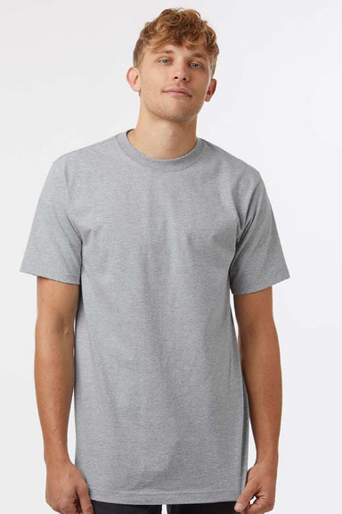 Tultex 299 Mens Street Short Sleeve Crewneck T-Shirt Heather Grey Model Front