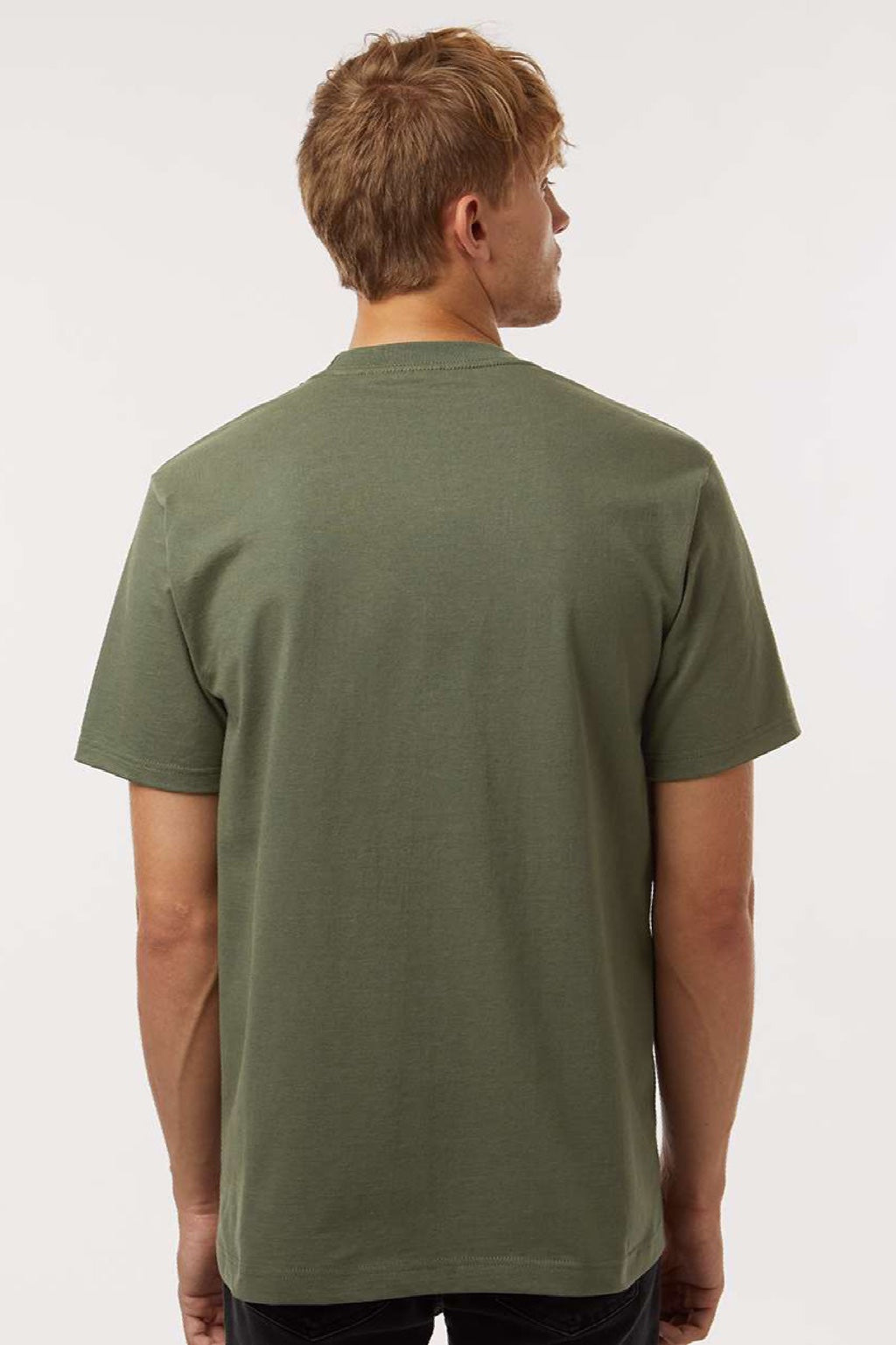 Tultex 299 Mens Street Short Sleeve Crewneck T-Shirt Military Green Model Back