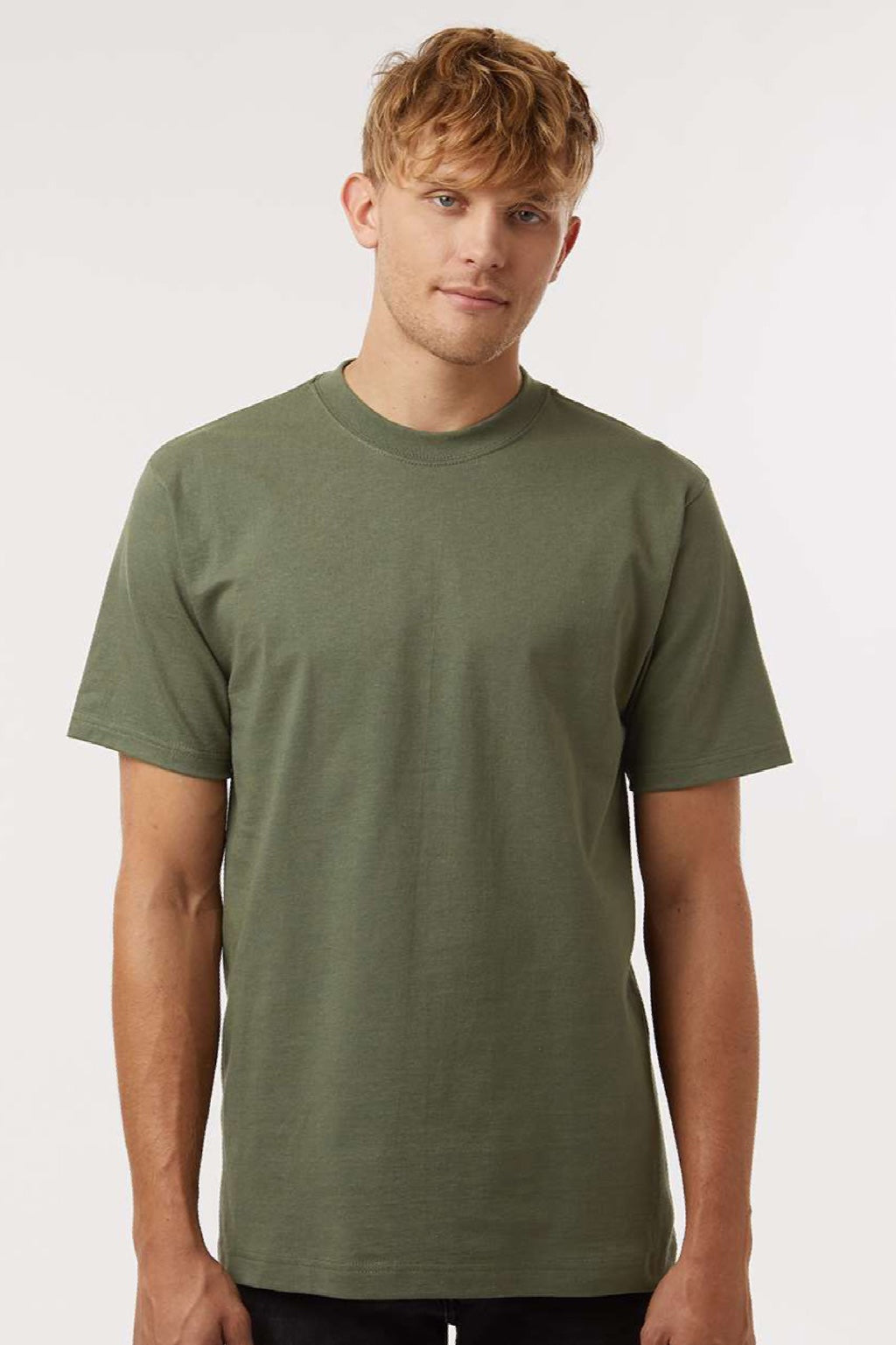 Tultex 299 Mens Street Short Sleeve Crewneck T-Shirt Military Green Model Front
