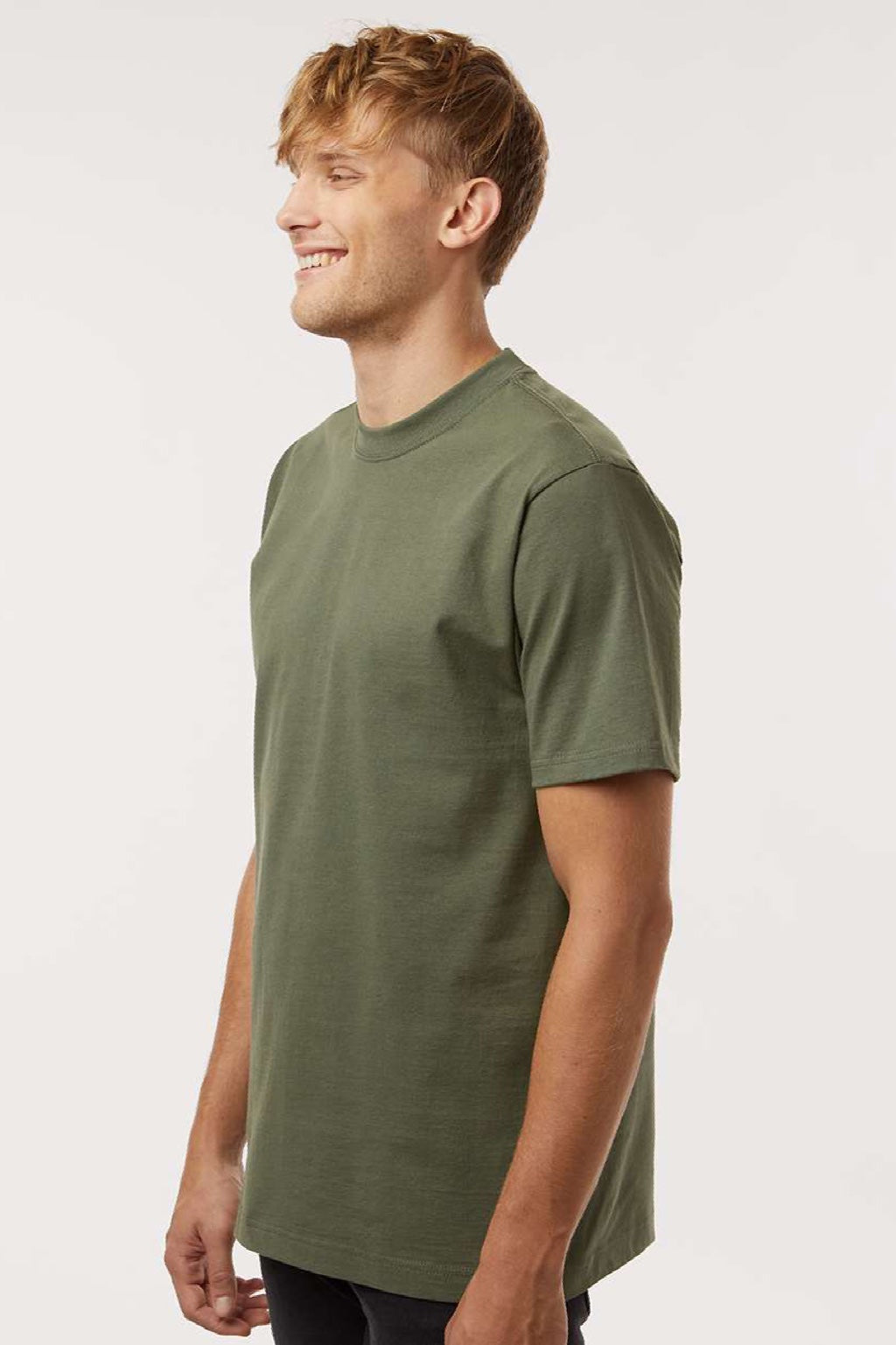 Tultex 299 Mens Street Short Sleeve Crewneck T-Shirt Military Green Model Side