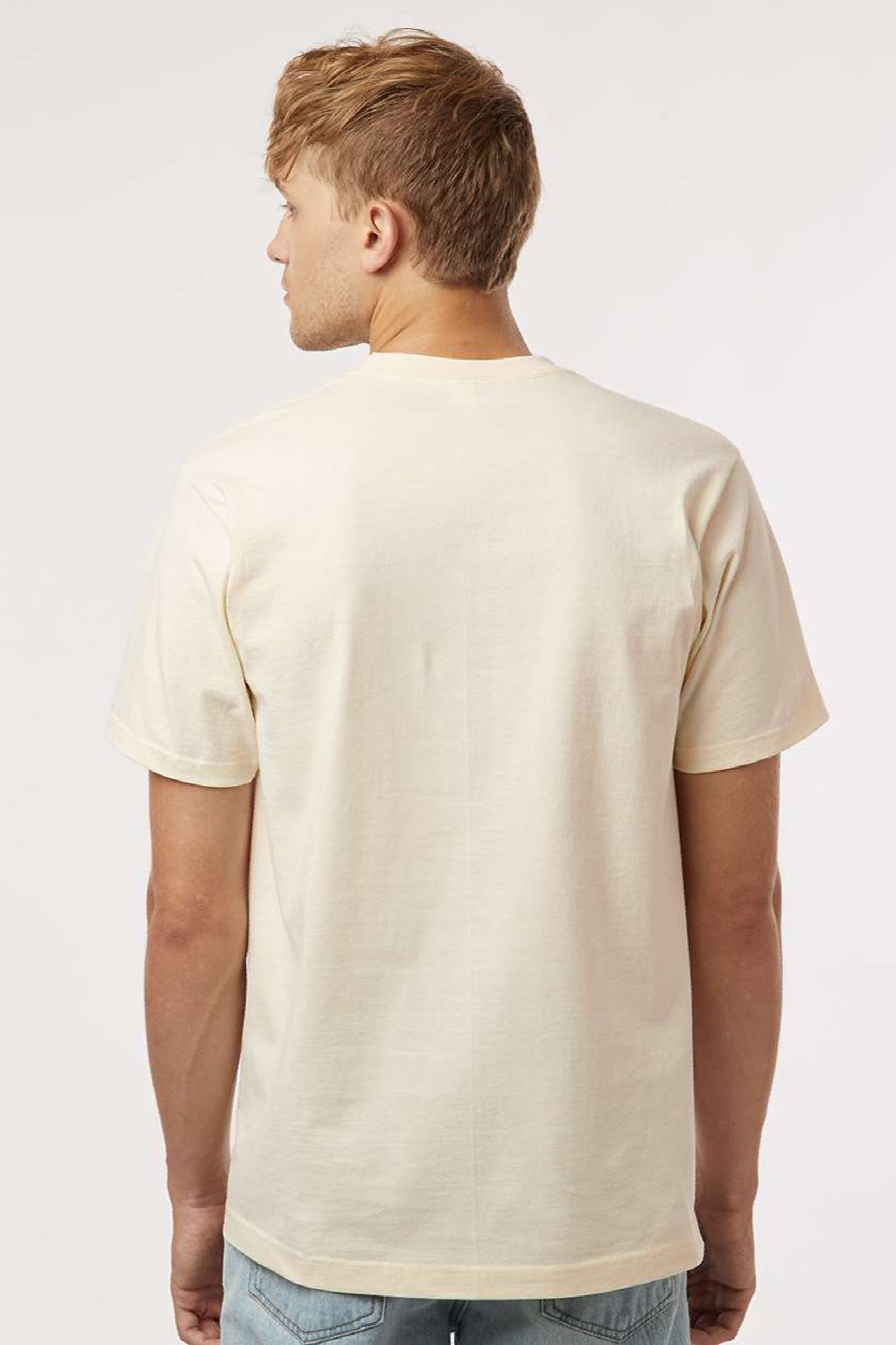 Tultex 299 Mens Street Short Sleeve Crewneck T-Shirt Natural Model Back