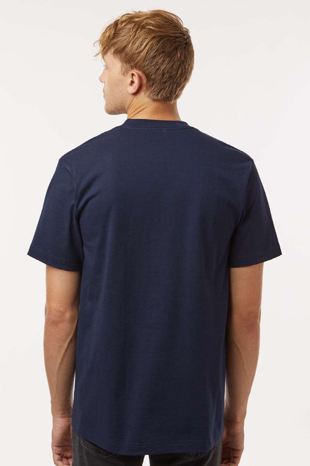 Tultex 299 Mens Street Short Sleeve Crewneck T-Shirt Navy Blue Model Back