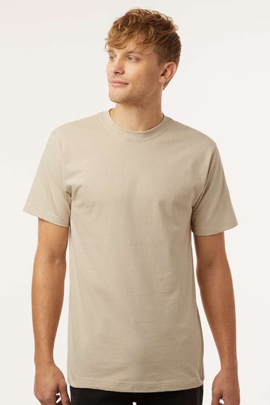 Tultex 299 Mens Street Short Sleeve Crewneck T-Shirt Sand Brown Model Front