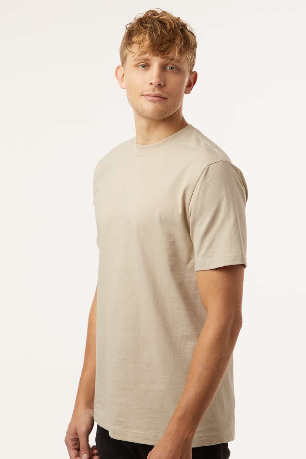 Tultex 299 Mens Street Short Sleeve Crewneck T-Shirt Sand Brown Model Side