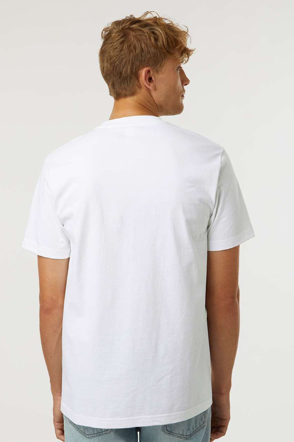 Tultex 299 Mens Street Short Sleeve Crewneck T-Shirt White Model Back