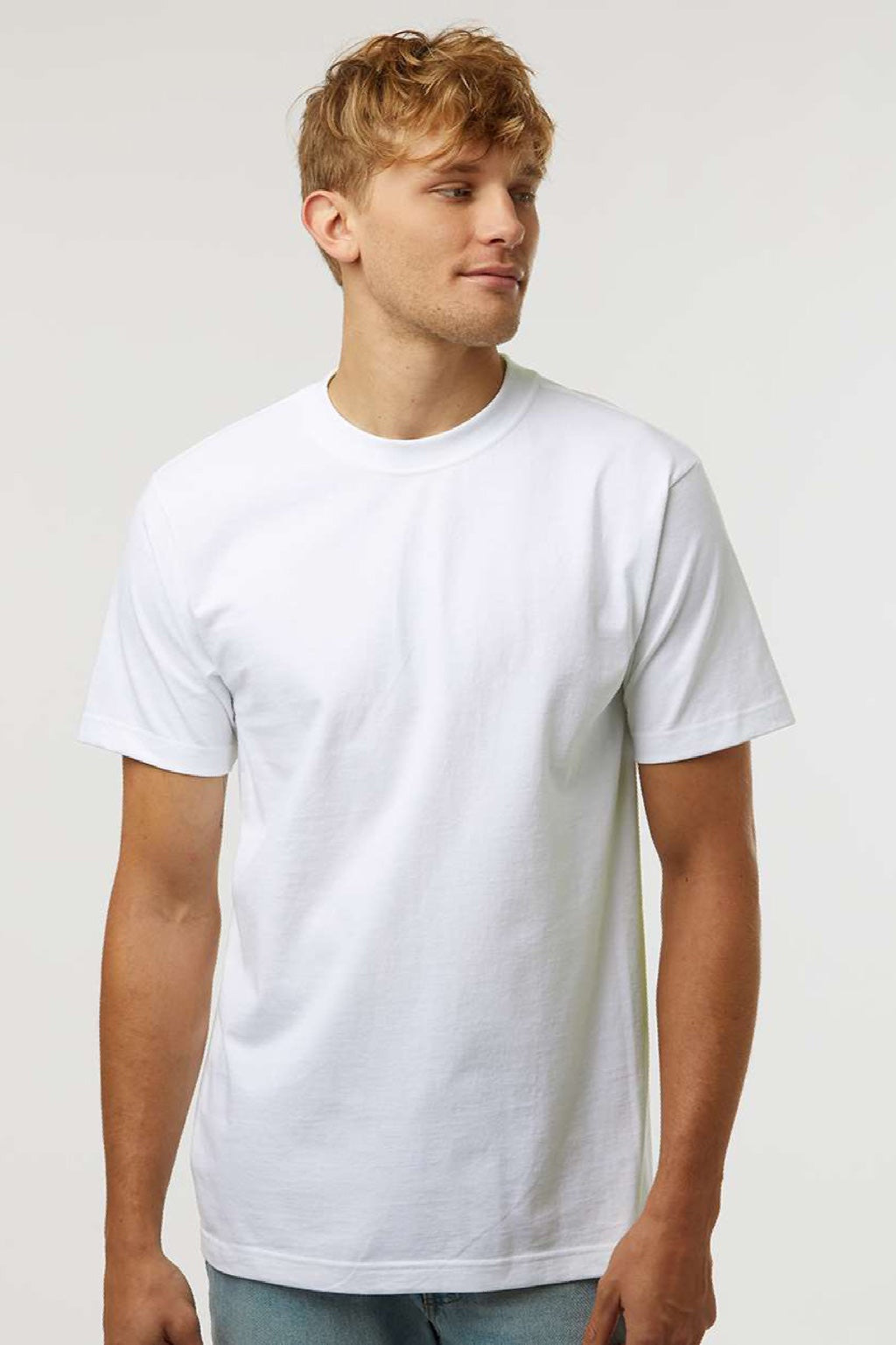 Tultex 299 Mens Street Short Sleeve Crewneck T-Shirt White Model Front