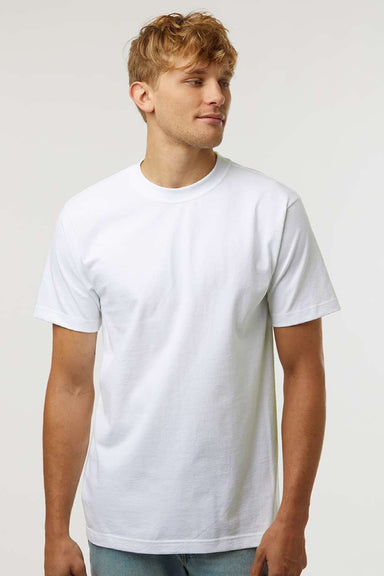 Tultex 299 Mens Street Short Sleeve Crewneck T-Shirt White Model Front