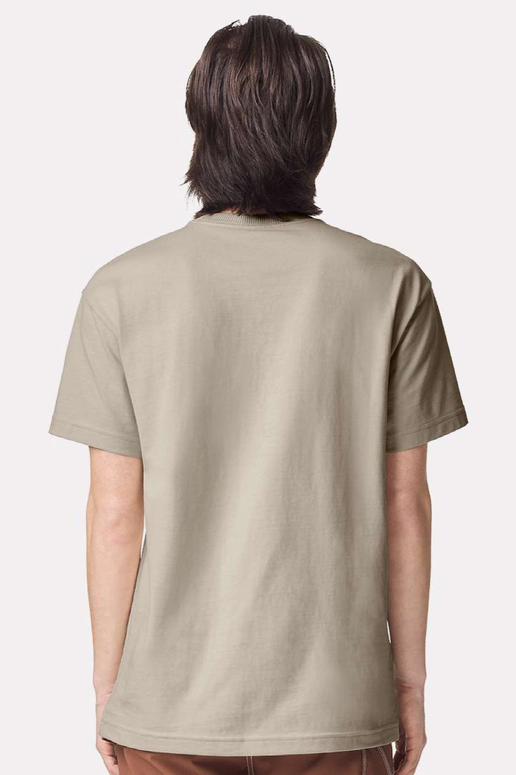 American Apparel 9001 Mens Super Heavyweight Short Sleeve Crewneck T-Shirt Bone Model Back