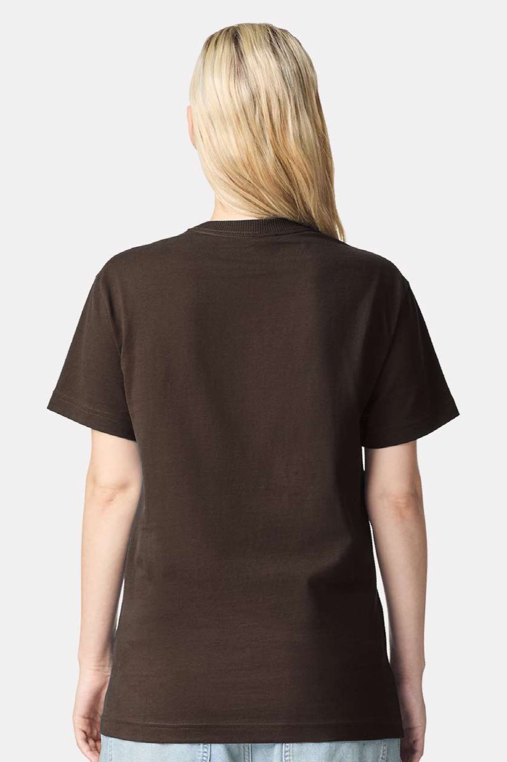 American Apparel 9001 Mens Super Heavyweight Short Sleeve Crewneck T-Shirt Brown Model Back