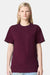 American Apparel 9001 Mens Super Heavyweight Short Sleeve Crewneck T-Shirt Burgundy Model Front