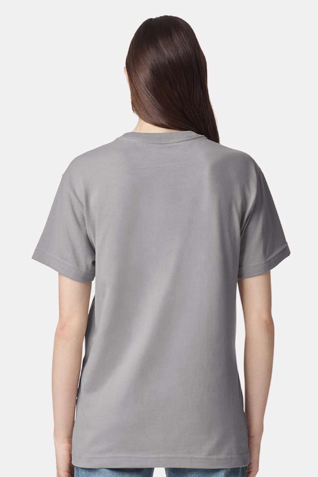 American Apparel 9001 Mens Super Heavyweight Short Sleeve Crewneck T-Shirt Gravel Grey Model Back
