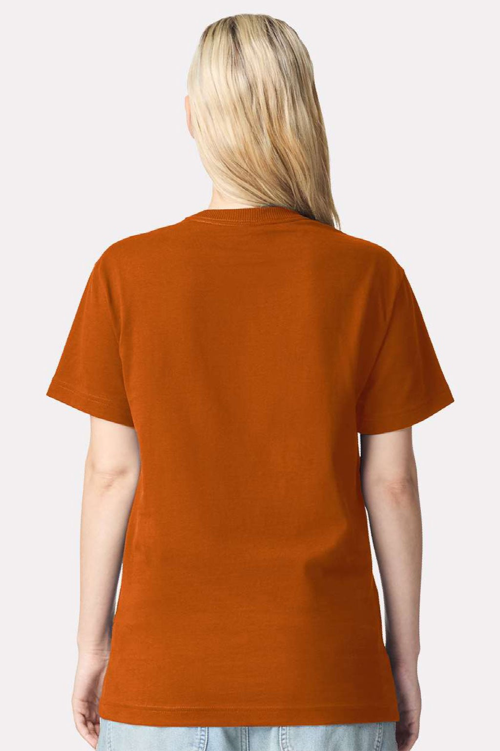 American Apparel 9001 Mens Super Heavyweight Short Sleeve Crewneck T-Shirt Rust Orange Model Back