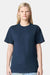 American Apparel 9001 Mens Super Heavyweight Short Sleeve Crewneck T-Shirt Sea Blue Model Front