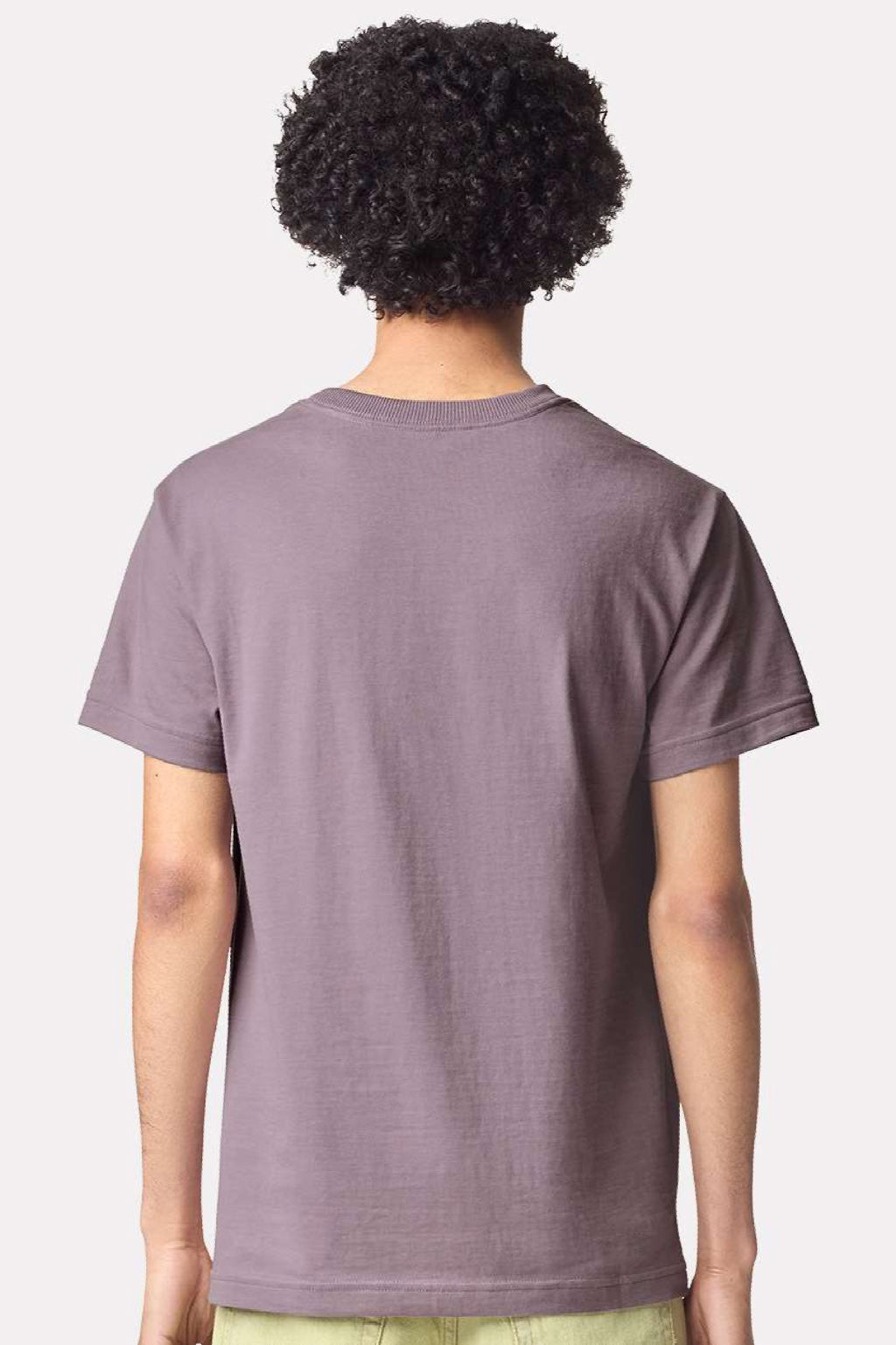 American Apparel 9001 Mens Super Heavyweight Short Sleeve Crewneck T-Shirt Smokey Violet Purple Model Back