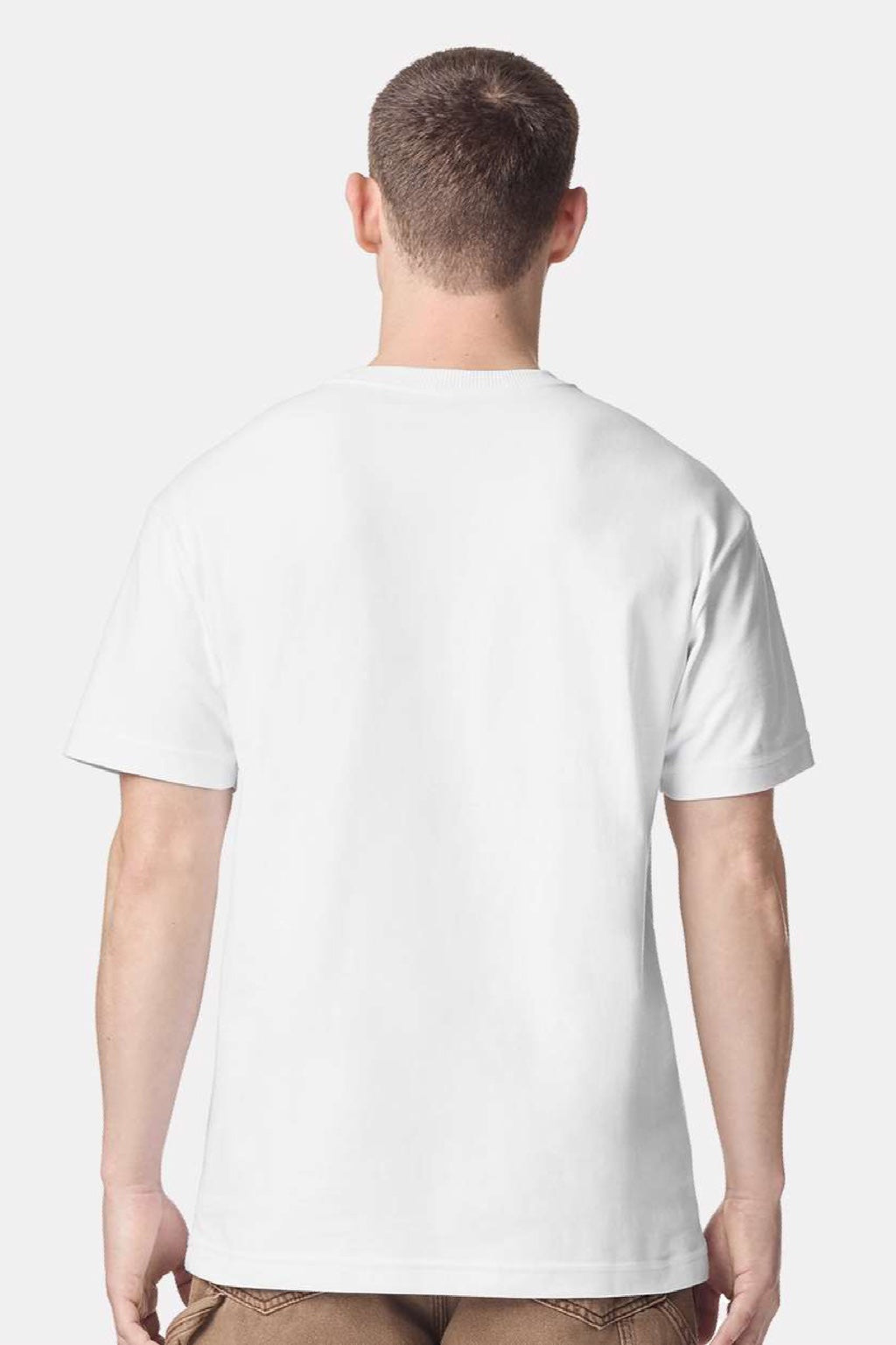 American Apparel 9001 Mens Super Heavyweight Short Sleeve Crewneck T-Shirt White Model Back