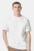 American Apparel 9001 Mens Super Heavyweight Short Sleeve Crewneck T-Shirt White Model Front