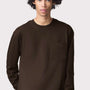 American Apparel Mens Super Heavyweight Long Sleeve Crewneck T-Shirt w/ Pocket - Brown - New