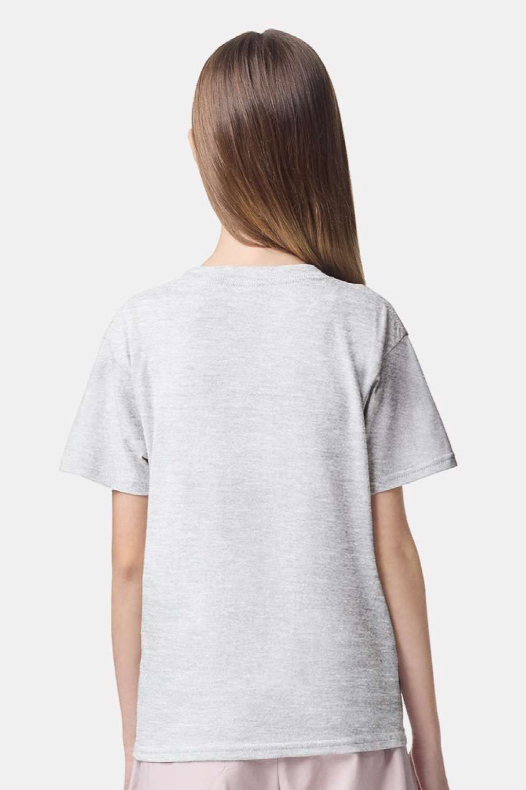 American Apparel 2001Y Youth Fine Jersey Short Sleeve Crewneck T-Shirt Ash Grey Model Back