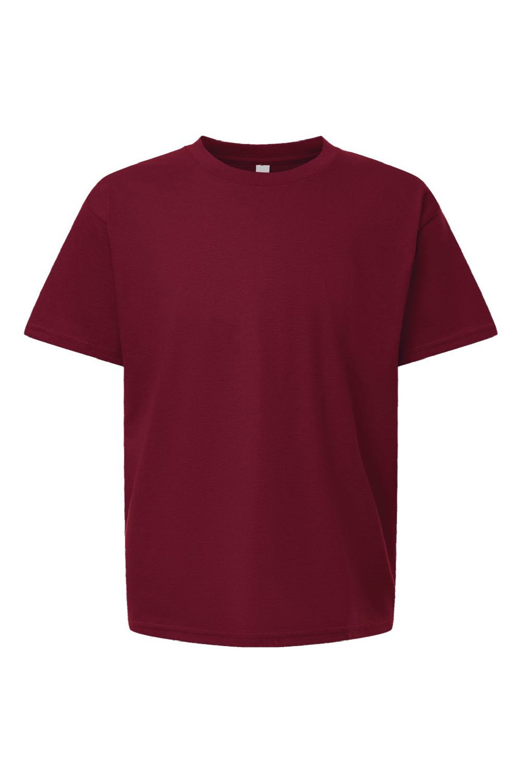 American Apparel 2001Y Youth Fine Jersey Short Sleeve Crewneck T-Shirt Cranberry Red Flat Front