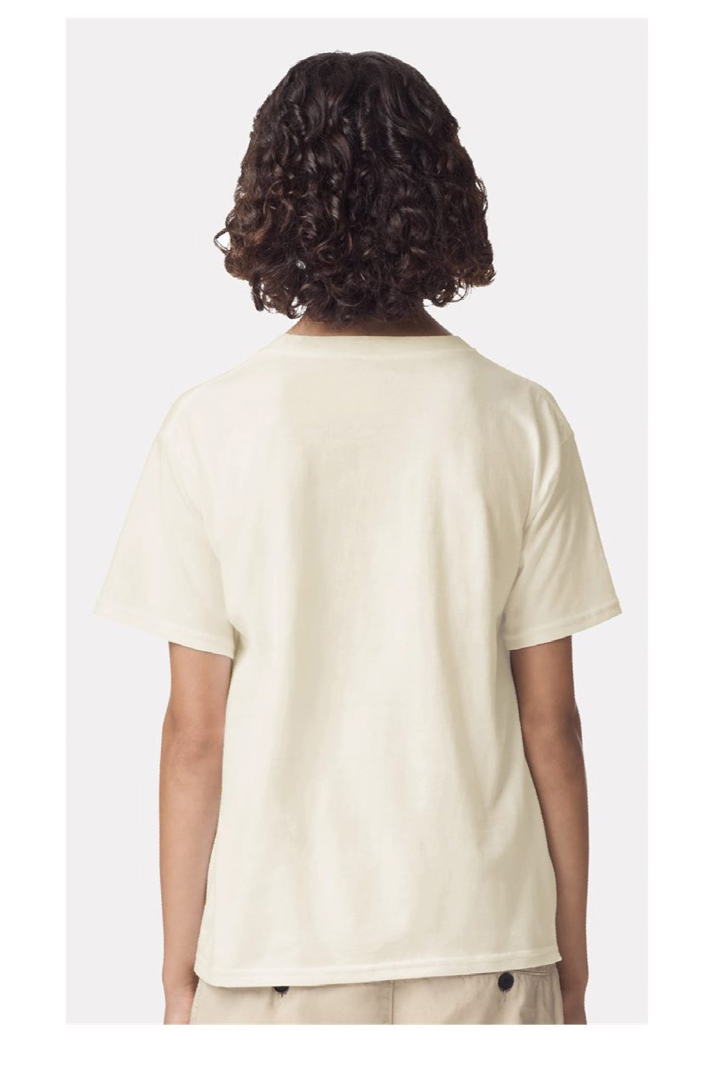 American Apparel 2001Y Youth Fine Jersey Short Sleeve Crewneck T-Shirt Cream Model Back