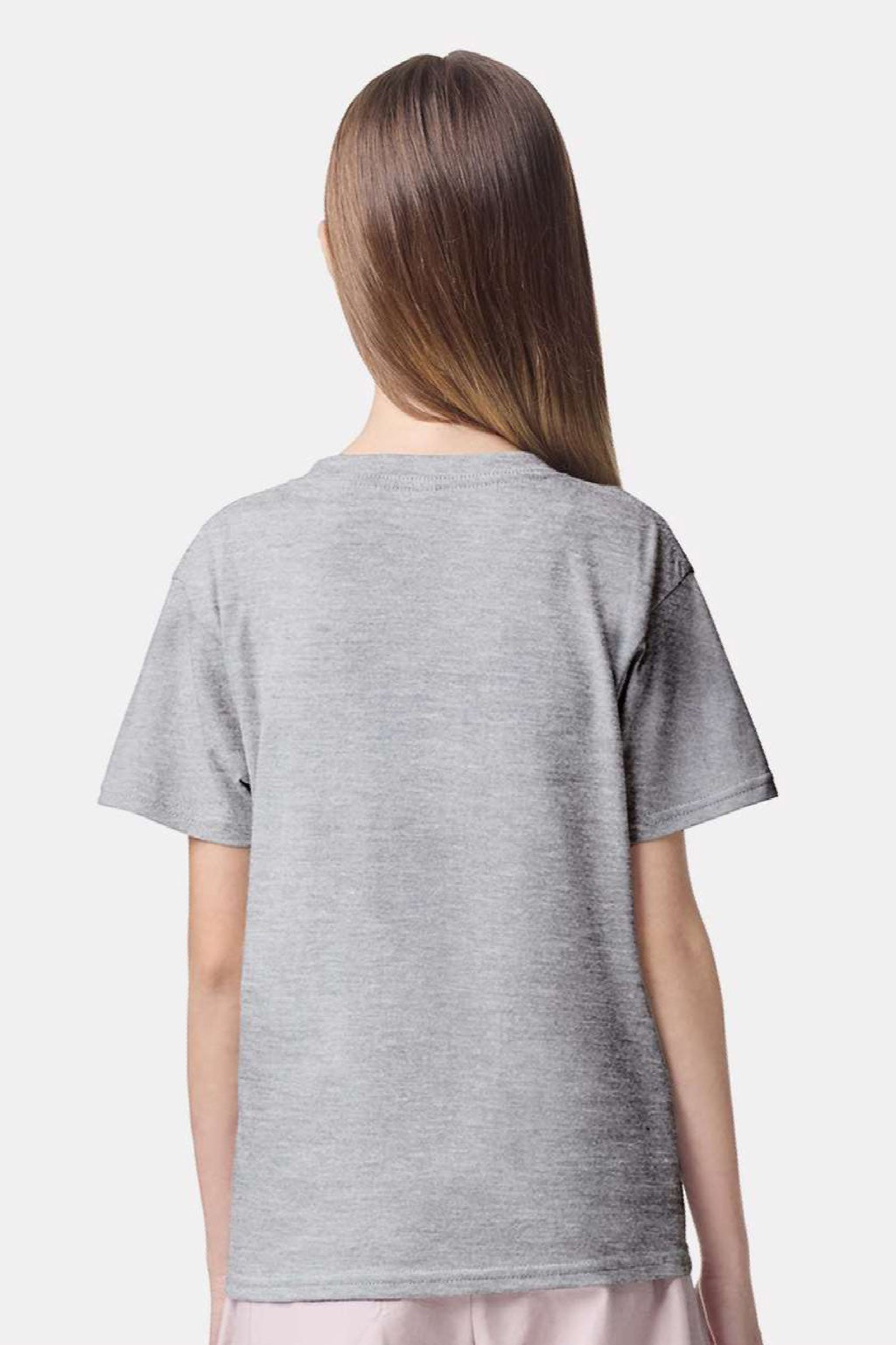 American Apparel 2001Y Youth Fine Jersey Short Sleeve Crewneck T-Shirt Heather Grey Model Back