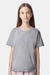 American Apparel 2001Y Youth Fine Jersey Short Sleeve Crewneck T-Shirt Heather Grey Model Front