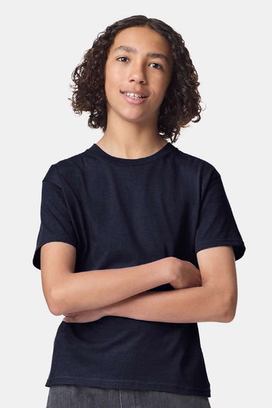 American Apparel 2001Y Youth Fine Jersey Short Sleeve Crewneck T-Shirt Navy Blue Model Front