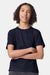 American Apparel 2001Y Youth Fine Jersey Short Sleeve Crewneck T-Shirt Navy Blue Model Front