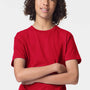 American Apparel Youth Fine Jersey Short Sleeve Crewneck T-Shirt - Red - New